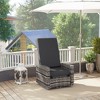 Outsunny Patio Wicker Recliner Chair with Footrest, Outdoor PE Rattan 360° Swivel Chair with Soft Cushion, Lounge Chair for Patio, Gray - 2 of 4