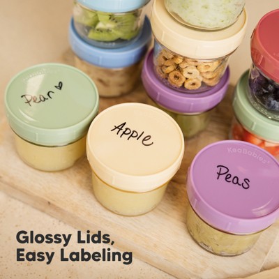 Nord Multicolor 4oz Glass Baby Food Storage Jars Set