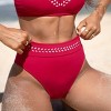 Women's Red Banded High-Rise Bikini Bottoms Swimsuit - Cupshe - image 2 of 4