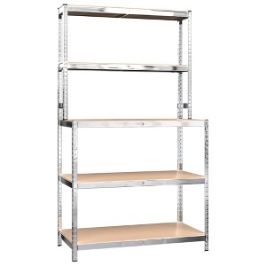 vidaXL Shelf Storage Office Bookshelf Shelving Unit Steel and Engineered Wood - 1 of 4