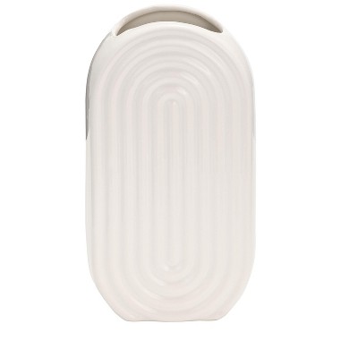 Sagebrook Home Oval Ridge Ceramic Vase Contemporary Vase for Home or Office Decorative