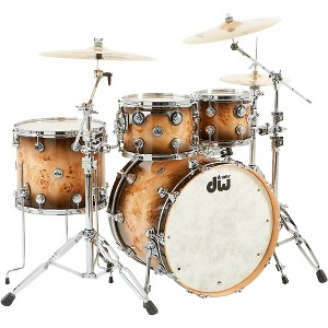 DW SSC Collector's Series 4-Piece Exotic Maple Shell Pack With 22" Bass Drum and Chrome Hardware Quick Candy Burst Mappa Burl - 1 of 4