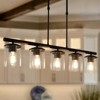 LNC Lapps 5-Lights 37" Modern Linear Kitchen Island Pendant  Lights, Matte Black and Clear  Cylinder Glass - 2 of 4