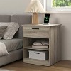 Resenkos Wood Nightstand With Charging Station, Bedside Table With Wood Drawers And Open Shelf, Night Stand With Storage For Bedroom, - 2 of 4