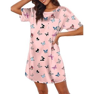 Ekouaer Silk Sleep Shirts for Women Satin Nightshirt Tshirt