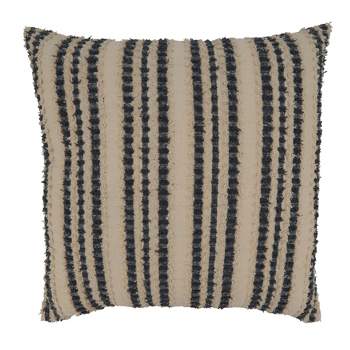 Saro Lifestyle Striped Design Throw Pillow With Down Filling, Black/White, 22" x 22"