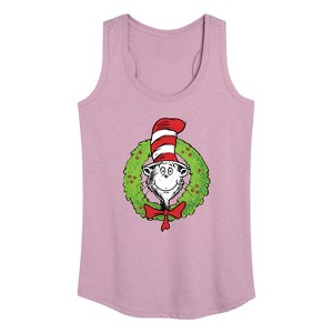 Women's The Cat in the Hat Cat Wreath Graphic Racerback Tank - Heather Orchid - 1X - 1 of 4