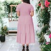 Anna-Kaci Women's Plus Size Casual Round Neck Flutter Short Sleeve Elastic Waist Smocked Maxi Dress - 3 of 4