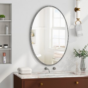 KWPZQEB Metal Framed Bathroom Mirror for Wall, 24x39 Inch Oval Mirror, Retro Bathroom Vanity Mirror, Modern Decorative for Restroom, Bedroom - 1 of 4