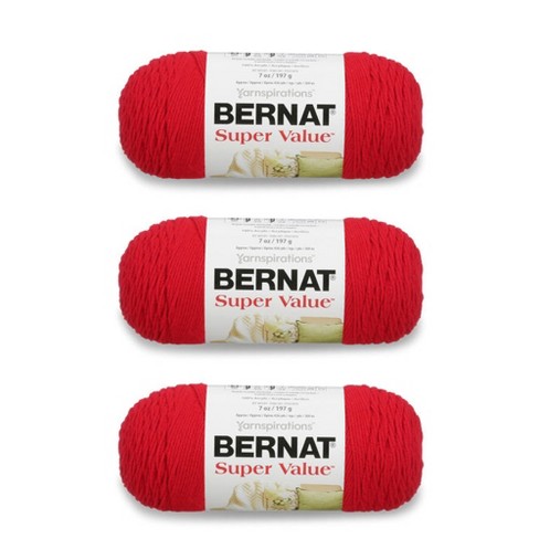 Bernat Super Value Berry Yarn - 3 Pack of 198g/7oz - Acrylic - 4 Medium  (Worsted) - 426 Yards - Knitting/Crochet