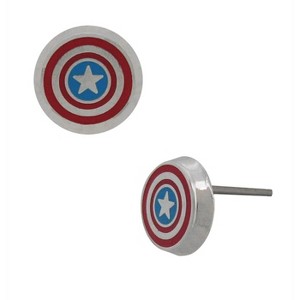 Adult Captain America Shield Stainless Steel Stud Earrings - 1 of 2