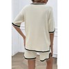 I am a Fashion Junky Knit Solid Deep V Neck Loose Drawstring Loose Set - 4 of 4