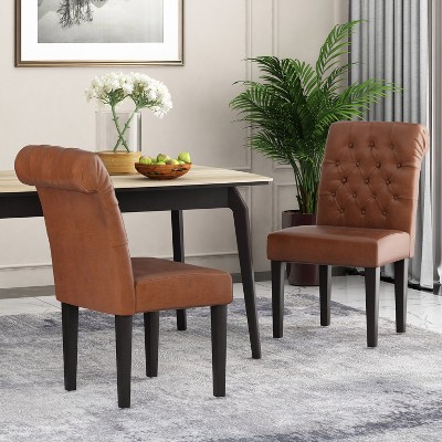 NicBex Scroll Back Upholstered Tufted Dining Chairs,Modern Mid-Century Style Accent Chairs for Dining Room,Set of 2