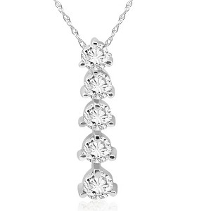 Pompeii3 1 1/4 ct Diamond Journey Pendant 14K White Gold - 1 of 4