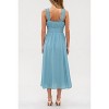 August Sky Women's Solid Sleeveless Wide Ruched Straps Midi Dress - 2 of 4