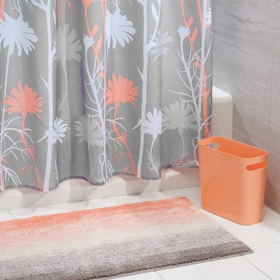 mDesign 3 Piece Decorative Chevron Bathroom Decor Set - Curtain, Rug ...