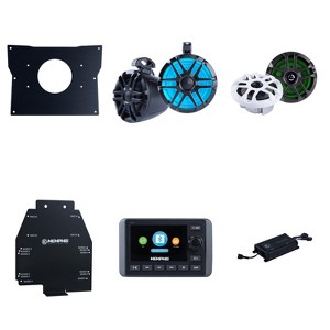 Memphis Audio SMC3 Marine Media Center with MX800.4 Amp, MXA60L 6.5" Front Speakers and MXA62PS 6.5" Rear Pods and Install Kit Compatible with 2020... - 1 of 4