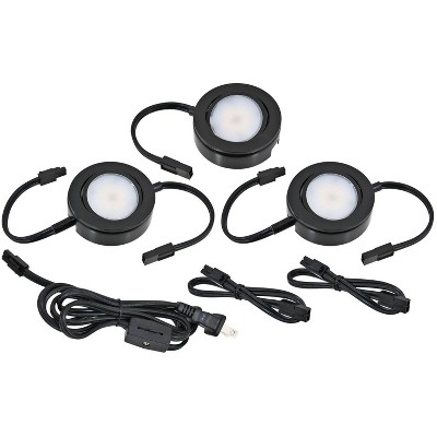 American Lighting MVP Black Under Cabinet LED 3-Puck Light Plug-In Kit