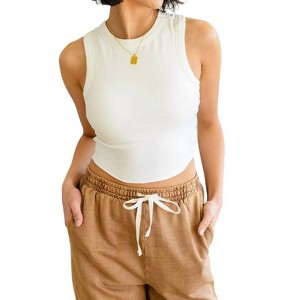 Women's Best Friends Cropped Tank - White Birch - 1 of 4
