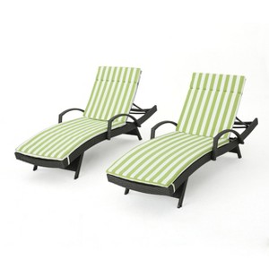 GDFStudio Olivia Rattan Armed  Adjustable Chaise Lounges with Striated Cushion(Set of 2) - 1 of 4