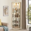 69" H Lighted Corner Curio Cabinet Display Case With Adjustable Shelves, Tempered Glass, Mirrored Back Panel - 2 of 4