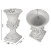 GDFStudio Silber Outdoor Traditional Roman Chalice Garden Urn Planter with Floral Accents - 3 of 4