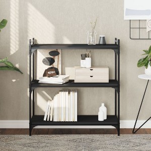 vidaXL Bookcase 3-Tier Black 31.5 in.x11.8 in.x33.9 in. Engineered Wood - 1 of 4