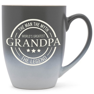 Elanze Designs World's Greatest Grandpa Two Toned Ombre Matte Grey and White 12 ounce Ceramic Stoneware Coffee Cup Mug