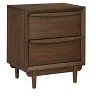 Vynxaria Mid-Century Modern 2-Drawer Nightstand - Walnut Finish, USB Charging Port, Dovetail Drawers, Walnut Veneer/Wood, 1pc Bedroom Furniture - 3 of 4