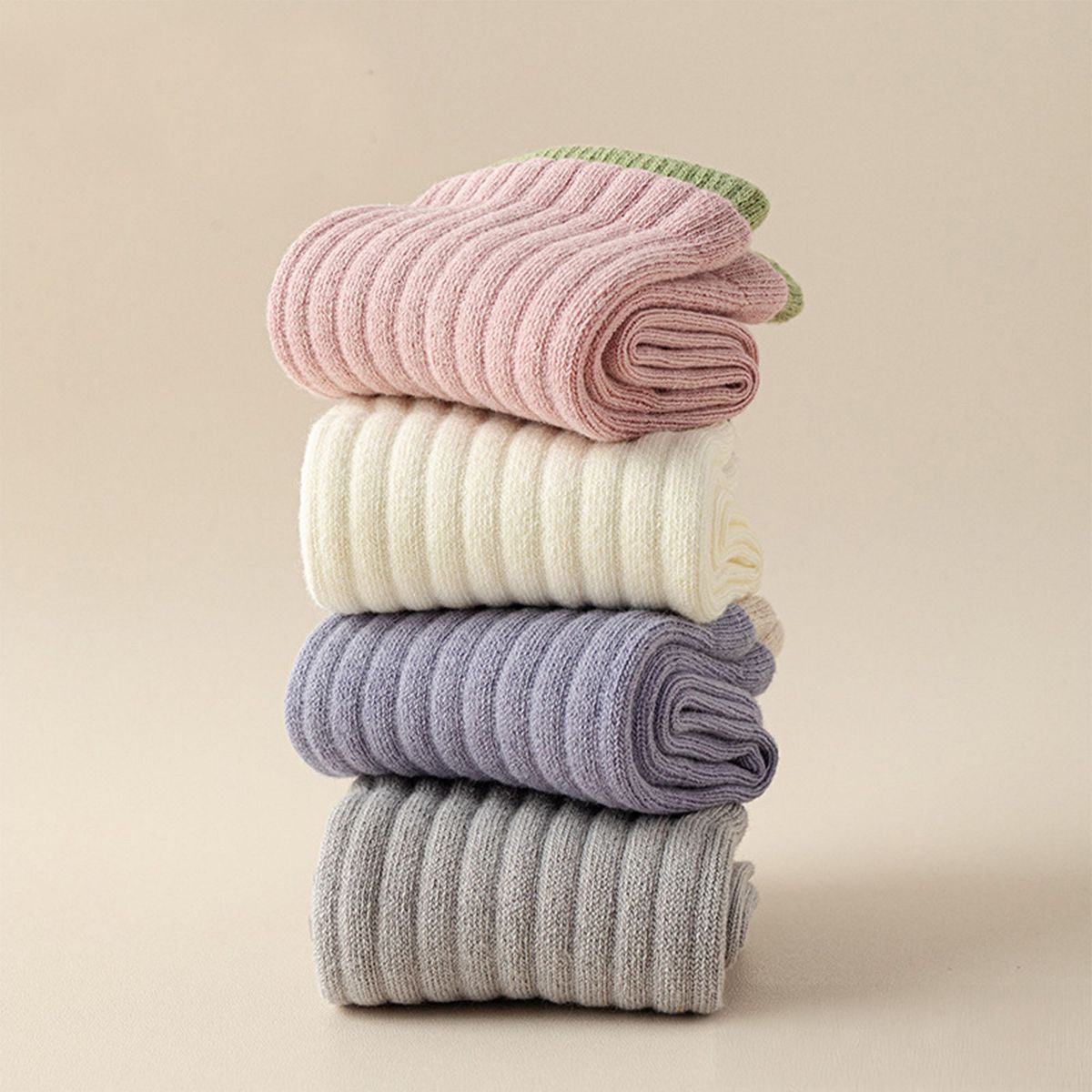 Anna-Kaci Womens Non-Slip Grip Crew Socks 3 Pair Pack Custom Color Combos Soft Ribbed Cotton with 3D Silicone Heel - thumbnail 5