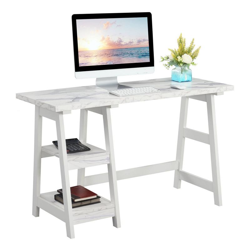 Breighton Home Trinity Trestle Style Desk with Built-In Shelves, 4 of 10