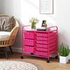 Costway 9 Drawer Rolling Organizer Cart Utility Storage Tools Scrapbook Paper Multi-Use Macaron/White/Hot Pink/Light Pink/Clear/Black - 4 of 4