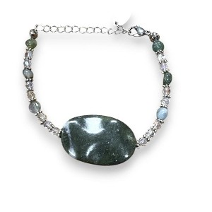 Michelle Marie Boutique's Green Tree Jasper & Crystal Bracelet, Gemstone Bracelet, Nature Inspired Jewelry - 1 of 4