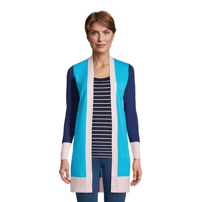 Lands' End Women's Petite Fine Gauge Cotton Long Open Cardigan Sweater