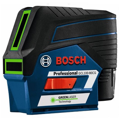 Bosch GCL100-80CG 12 Volt Max Connected Green Beam Cross Line Laser with Plumb Points, RM 2 Mount, Ceiling Grid Clip, Pouch, and Carrying Case