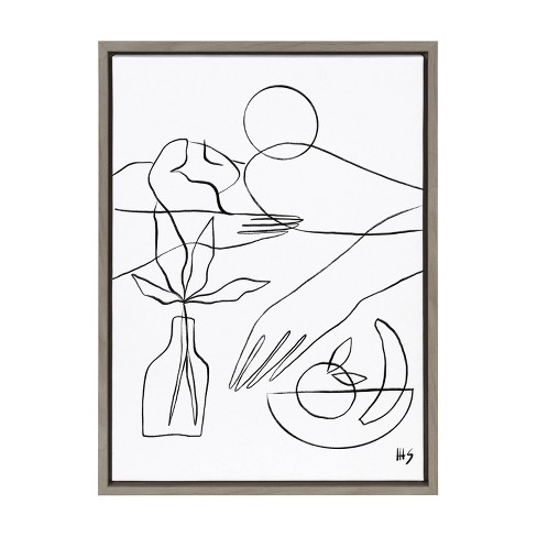 18" x 24" Sylvie Summer Lines 10 by Maggie Stephenson Framed Wall Canvas Gray - Kate & Laurel All Things Decor - image 1 of 4