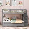 NicBex Full Size Bunk Bed Wooden Bed Frame with Twin Size Trundle, Storage Stairs and Full Length Guardrail, No Box Spring Required - 2 of 4