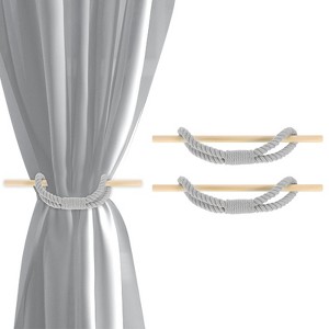 Unique Bargains Cotton Hand-Woven Decorative Drape Curtain Tiebacks with Wood Club - 1 of 4