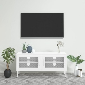 vidaXL TV Stand White 41.3 in.x13.8 in.x19.7 in. Steel - 1 of 4