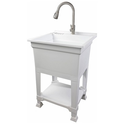 UTILITYSINKS Plastic Freestanding Compact Utility Tub Sink for Workshop, Laundry Room, Garage, Greenhouse & Pet Wash Station