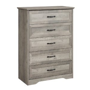 Simple Grey Five-Drawer Chest, YS Brand, Made of Oak, Large Capacity with Five Drawers, Suitable for Multiple Scenarios, Anti-Tip Safety - 1 of 4