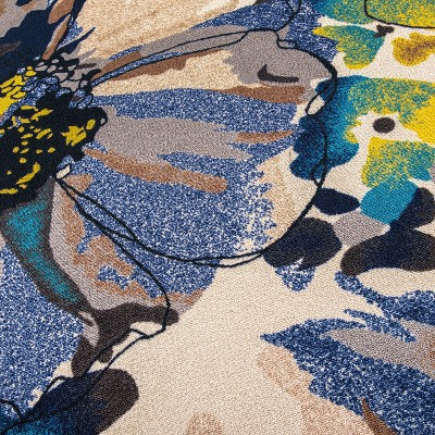 Cream Floral Tufted Nylon Non-Slip Area Rug