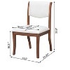 Homy Casa Set of 2 Upholstered Dining Chairs with Curved Backrest and Wooden Frame, White - 3 of 4