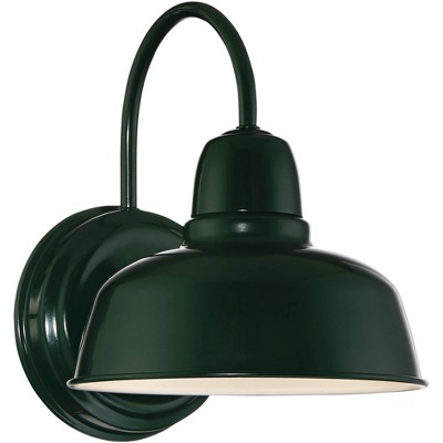 John Timberland Farmhouse Outdoor Wall Light Fixture Urban Barn Green Steel Gooseneck 11 1/4" for Exterior House Porch Patio