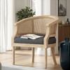 French Country Style Accent Chair Solid Rubberwood Frame with Cane Webbing & Upholstered Seat - 4 of 4