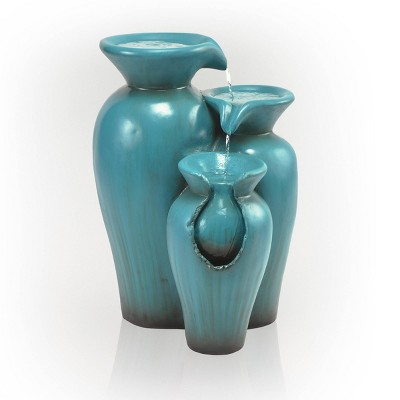 21" Indoor/Outdoor Concrete Fountain Turquoise - Alpine Corporation