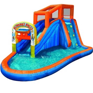 Banzai Plummet Falls Adventure Kids Inflatable Outdoor Water Park Splash Pool with Fill 'N Spill Bucket, Slides, and Climbing Wall - 1 of 4