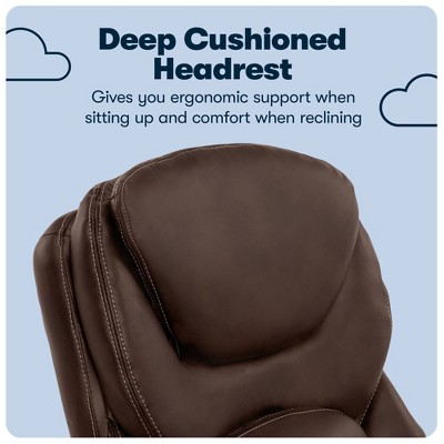 Chestnut Brown Bonded Leather Ergonomic Executive Chair with Adjustable Arms