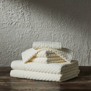 4pc Cotton Diamond Textured Towel Set - Isla Jade - 1 of 4