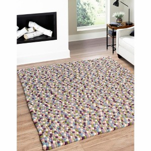 Unique Loom Felt Ball Collection Area Rug - Cloud - 1 of 4
